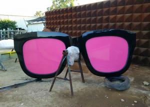Quality Metal Sculpture Art Giant Sunglasses Sculpture Stainless Steel With Pink Glasses for sale