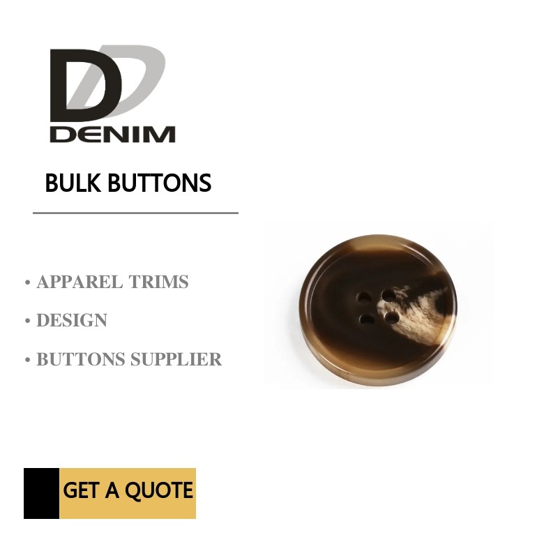 Quality Brown & White Plastic Bulk Buttons 32L 2H / 4H Horn Color For Skirt for sale