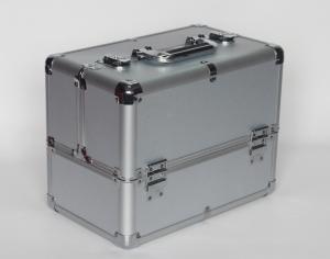 Quality Silver Aluminum Cosmetic Train Box Double Open Aluminum Makeup Case For Artist With Tray for sale