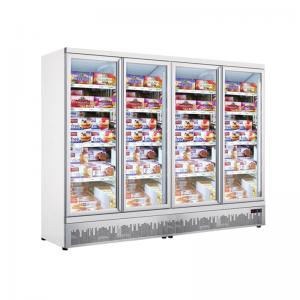 Quality Low Temperature Commercial 4 Glass Door Large Supermarket Refrigerator Upright Freezer for sale