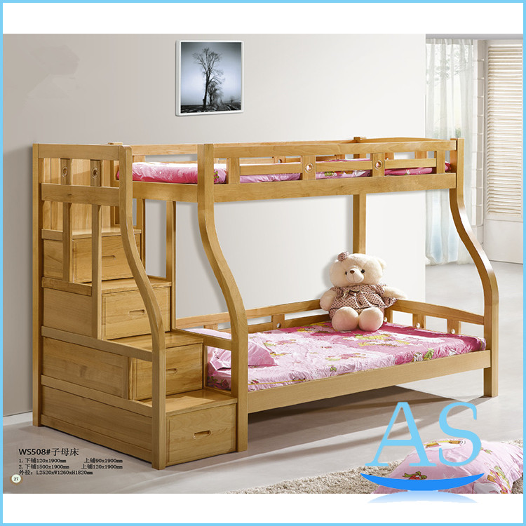 Quality China Beech Solid Wood Adult bunk bed/ children bed/ double bed Bedroom Furniture B508 for sale