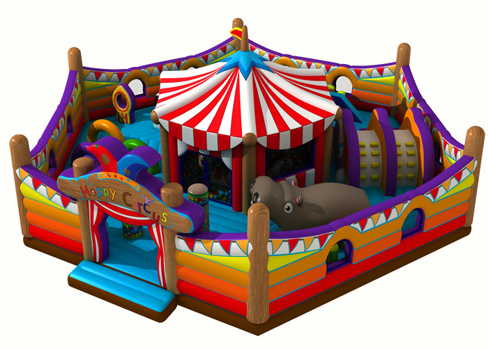 Quality Multi Color Circus Hippopotamus EN14960 Inflatable Fun Land for sale