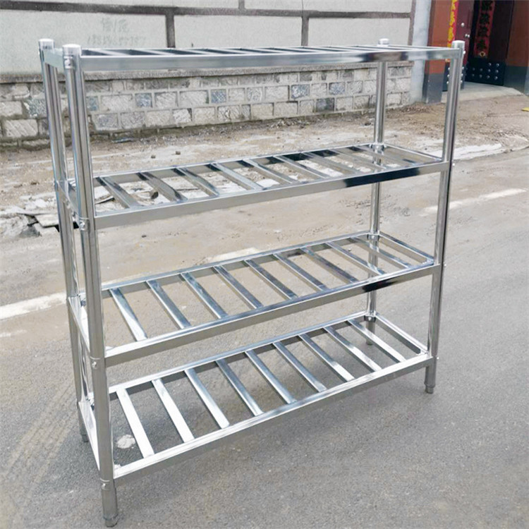 Quality Adjustable Stainless Steel Display Racks 4 Layer Supermarket Movable Storage Shelves for sale