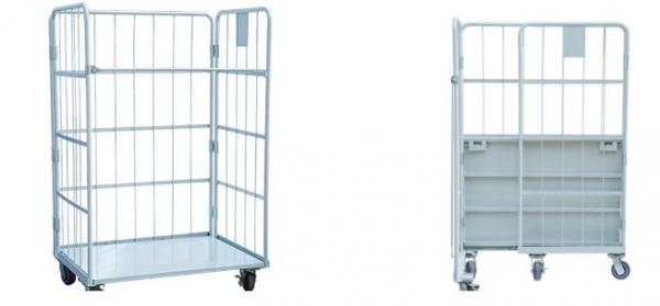 Hospital Foldable Metal Cage Trolley Durable Movable For Material Handling