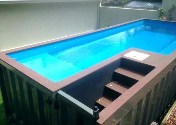 Outdoor NZ AU standard shipping container swimming pool with fiberglass liner