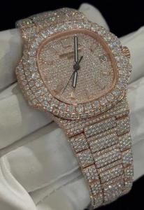 Quality Steel Body Full Iced Out Moissanite Diamond Watch Wrist Watch Handmade for sale
