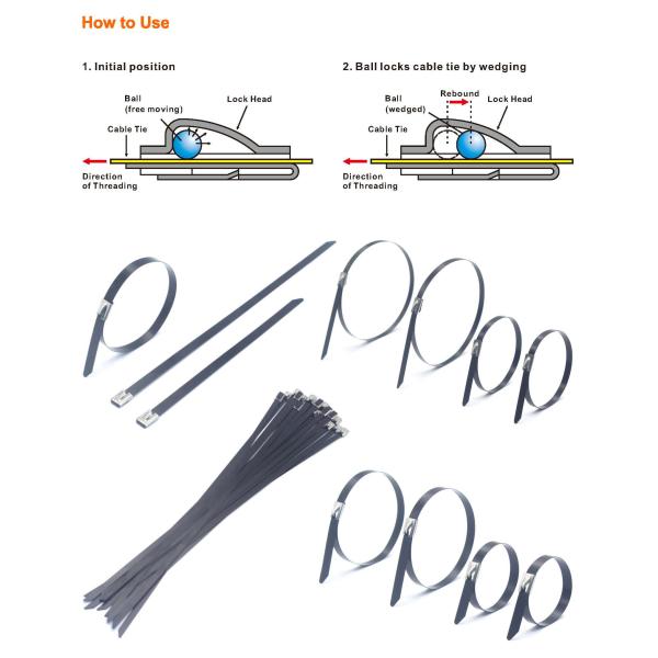 Stainless Steel Ball Lock Cable Ties for Versatile and Durable Cable Organization