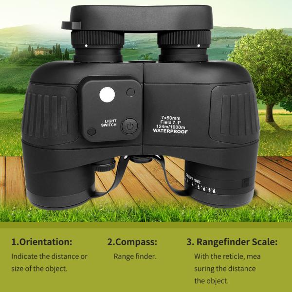 7x50 Rangefinder Waterproof Binocular Hunting Watch Binoculars With Compass