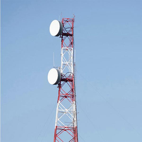 Hot Dip Galvanized 4 Legged Tower Lattice Microwave Communication 20m High