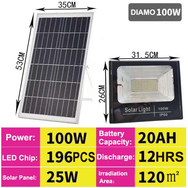 Road Lighting 25W 60W 100W 150W 200W 300W Wireless Motion Sensor Solar LED Floodlight
