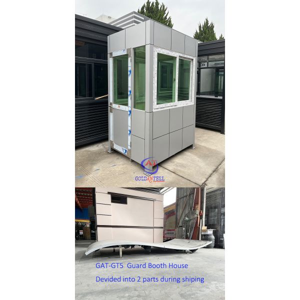Movable Portable Outdoor Security Booth With Light Tube Working Desk Fan Sockets