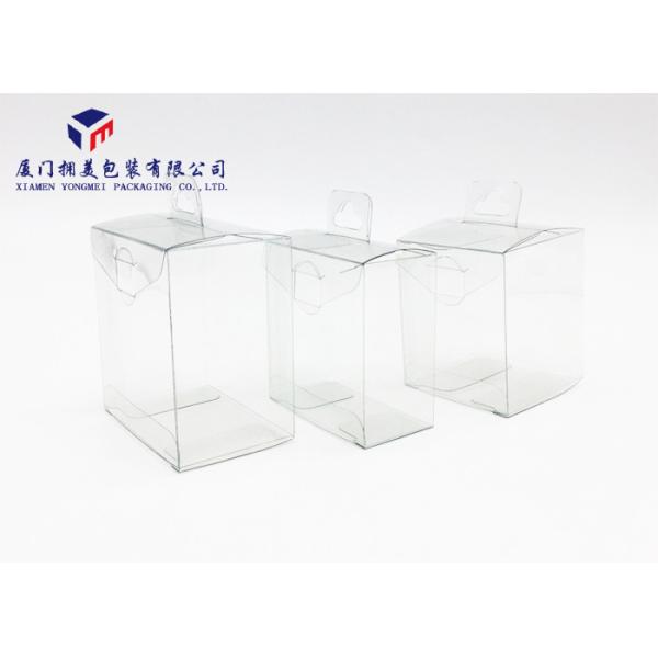 8*8*5cm Clear Plastic Box Packaging , Clear PET Box With Hang Strip On Top
