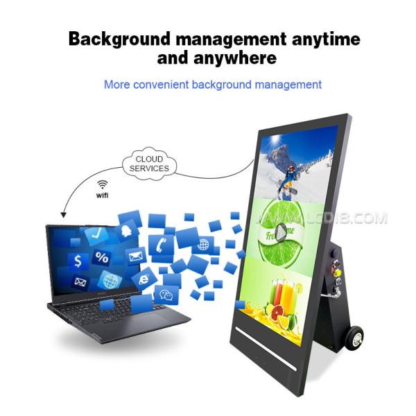 43" Portable LCD Display Signage Outdoor Digital Battery Powered With Wheels