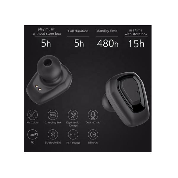 Black Wireless Noise Cancelling Earbuds 2 . 402 - 2 . 480GHz 26 * 27MM