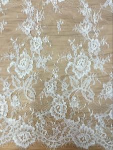 Quality French Lace Fabric Eyelash Cord Lace Fabric in Ivory Color for sale