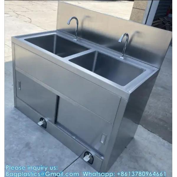 Hand Washing Sink Wash Basin With Automatic Sensor And Mirror Customized Scrub Sink Induction Pedal Operated