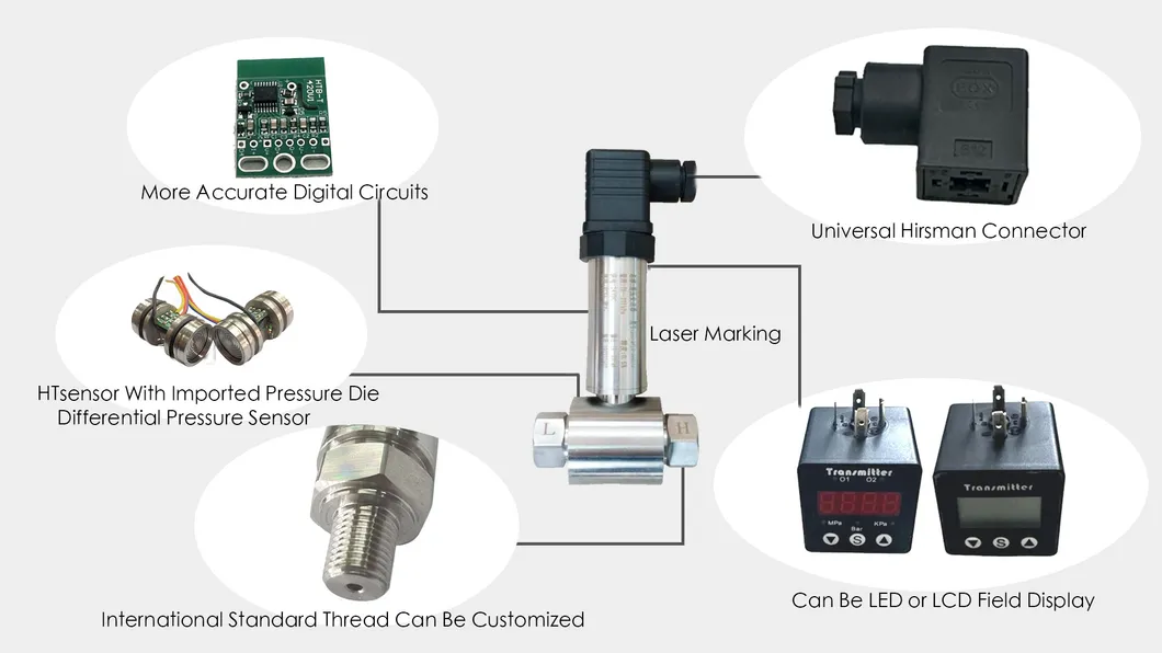 G1/4 Female 4-20mA Integrated Differential Pressure Transmitter Sensor Level Transmitter