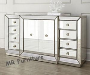 59 Inches Mirrored Buffet Cabinet , Fashionable Mirrored Buffet And Sideboards