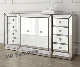 Buy 59 Inches Mirrored Buffet Cabinet , Fashionable Mirrored Buffet And Sideboards at wholesale prices