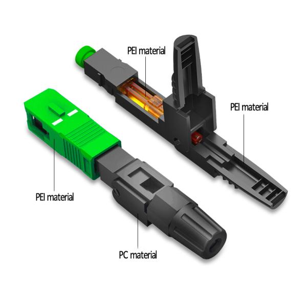Green SC APC Field Mount Connector Single Mode No Epoxy For FTTB FTTC