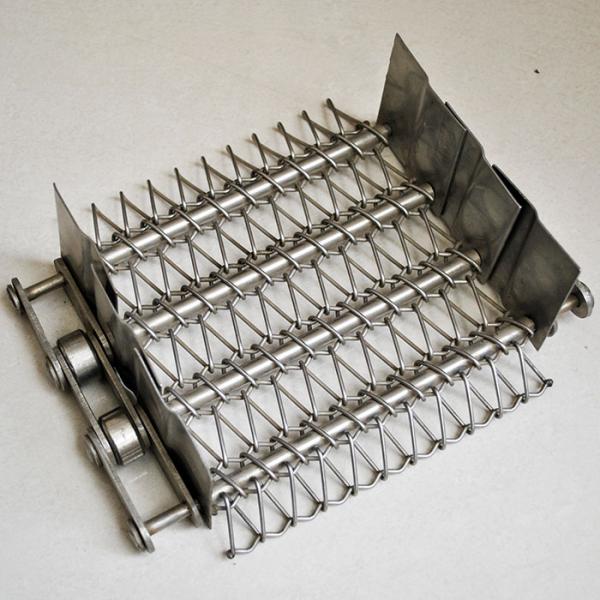 Food Grade Heat Resistant Stainless Steel Metal Wire Mesh Chain Conveyor Belt With Baffle