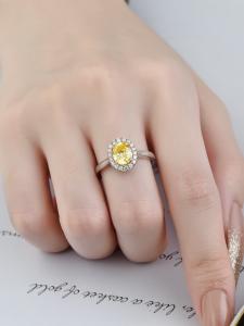 Quality High Clarity Fancy Diamond Rings Yellow Oval Cut Lab Diamond Wedding Ring Engagement Ring for sale