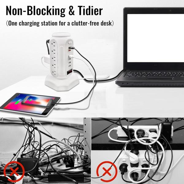 Tower Type LED Desktop Fast Charging Socket Wireless WiFi Socket USB