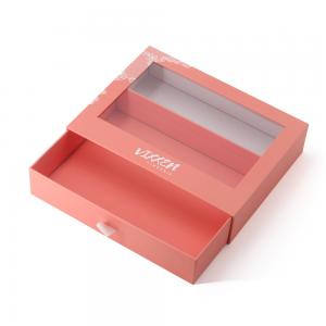 Quality Custom Logo Printed Pull Out Sleeve Slide Drawer Box Packaging With Window for sale