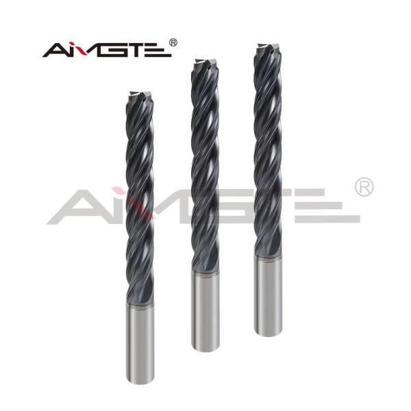4 Flute Carbide Step End Mill with Through Coolant AlTiN Coating High Speed Deep Cutting for Steel Titanium Hardened Alloys