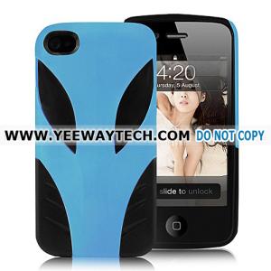 Quality Alien Design Plastic and TPU Assembly Case for iPhone 4S - Blue for sale