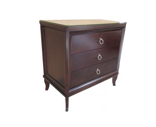 Buy 3 Drawer Walnut Finish Hotel Bedside Tables King Size Wooden Night Stand at wholesale prices
