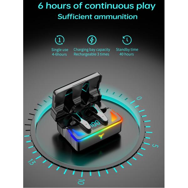 Wireless gaming earphone with mic touch control HiFi Stereo earbuds for iPhone Android