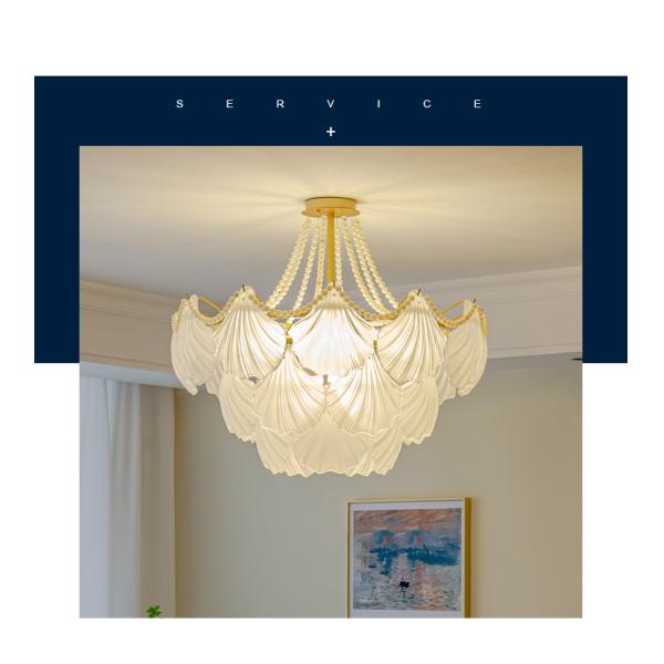 Modern Led Chandelier For Living Room Frosted Glass Luxury Shell Chandelier Lamp(WH-CY-247)