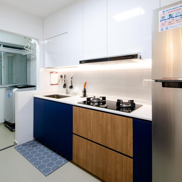Modern High Gloss White Lacquer Kitchen Cabinet Small Navy Blue Storage Home Modular Wood Texture