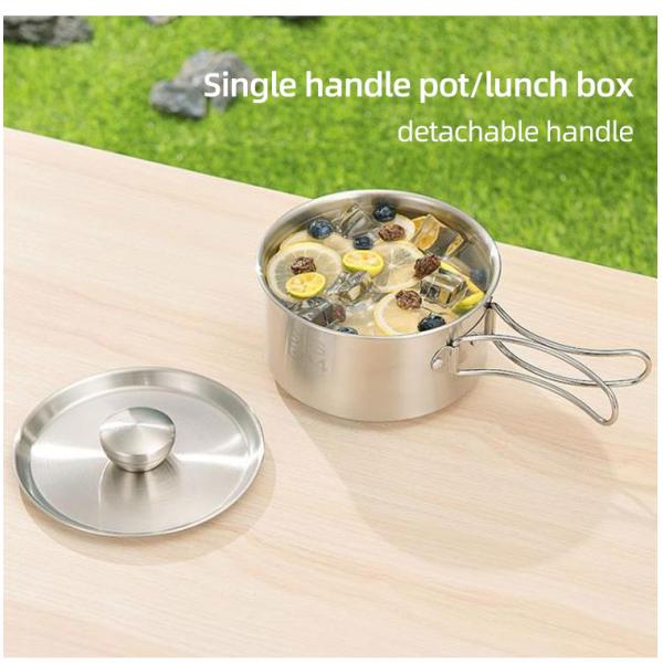 Amazon TOP Seller 304 Stainless Steel Non Stick Fry Pan Outdoor Cooking Set Camping Cookware Set For Hiking