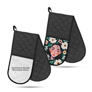 Quality Sublimation Blanks Oven Gloves Custom Linen Double Mitts Long Fold Heat Resistant Microwave Mittens for sale