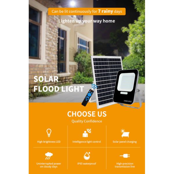 100w 150w 200w LED Solar Powered Flood Lights Warehouse Ground Mounted Remote Controlled