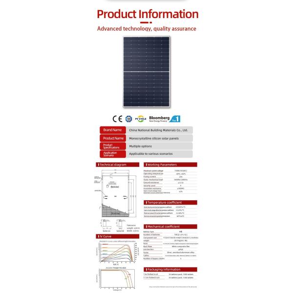 Dual Glass Soft Mono Solar Panel Max Power 580W Topcon Solar Module