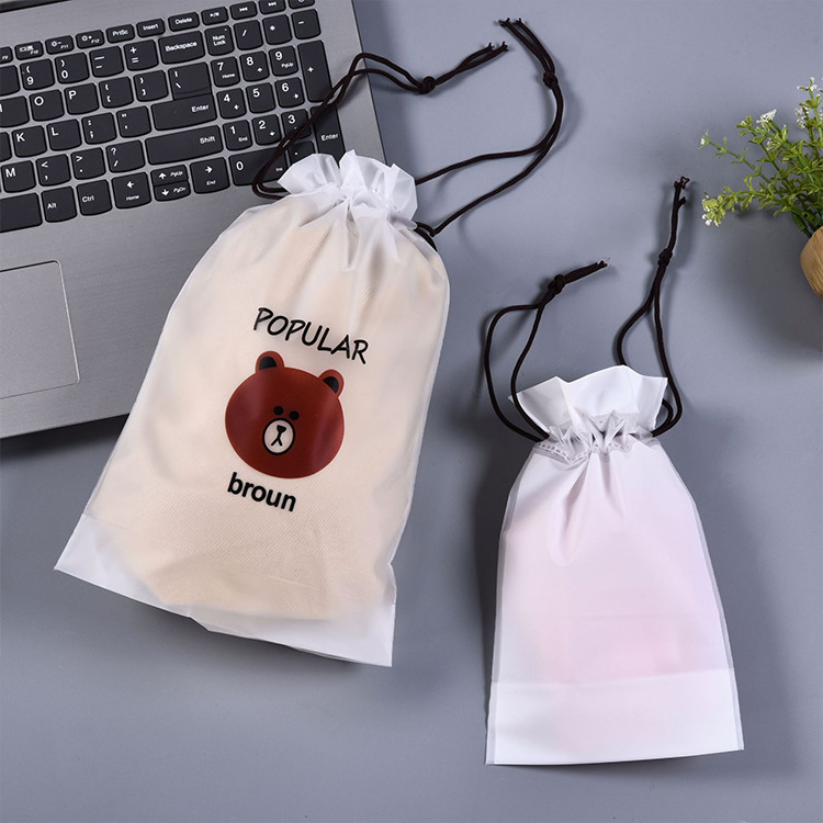 Poly EVA / PVC/ PE Frosted Drawstring Plastic Bag Cartoon Animal Felt