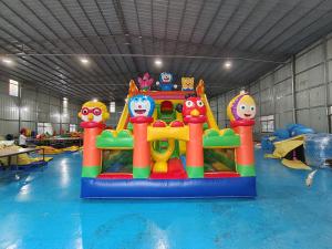 Quality Tarpaulin Inflatable Water Slides Cartoon Themed Kids Water Jumping Castle With Slide Kids Jump House Bounce House Party for sale