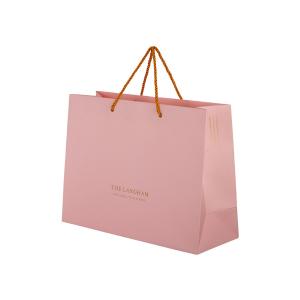 Quality Multipurpose Pink Custom Paper Shopping Bags With Plastic Clip Handle for sale
