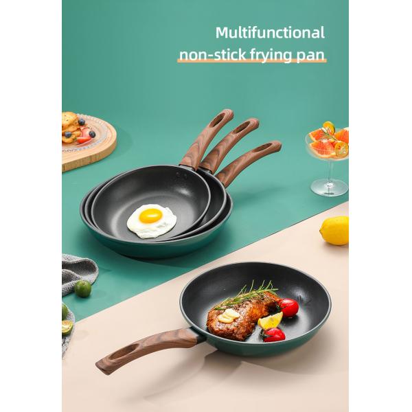 Factory Direct Sale Kitchen Cookware 22/24/26/28 Cm Aluminum Wooden Handle Free Nonstick Fry Pan