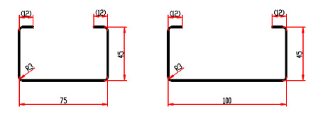 76mm Shaft Gearbox 5mm Post C Section Roll Forming Machine