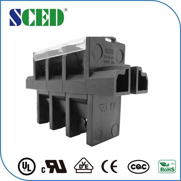 Feed Through PBT Screw Terminal Block Connector 600V 40A 13.00mm