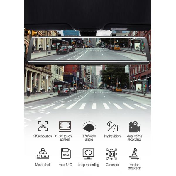 FHD 2560*1440P smart rearview mirror android Dash Camera Night Version