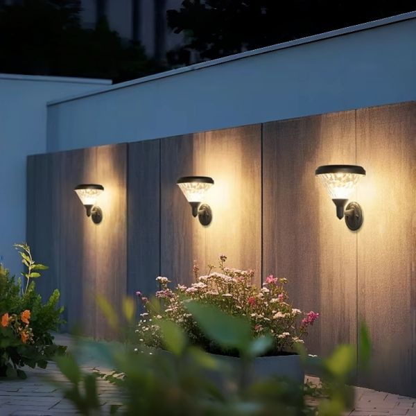 Lantern Style Solar LED Wall Lights Waterproof LED Patio Garden Lighting