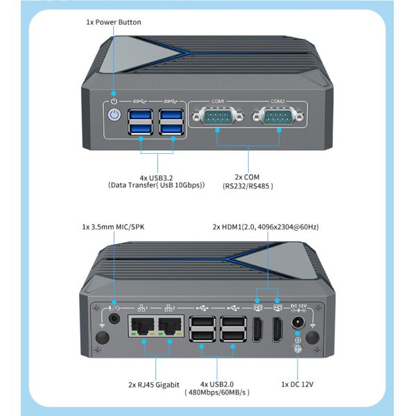 Fanless Industrial Mini PC with Intel N150 Processor Dual Gigabit Ethernet and Zero Noise Cooling