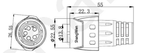 5pin Blue M19 Connector 15A Solder Overmolded Aluminum Alloy Shell Nylon IP67