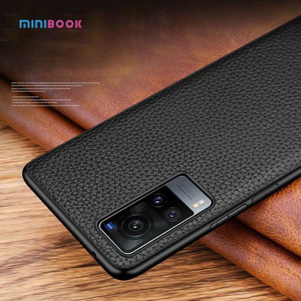Customer Logo Accepted PU Minibook Genuine Leather Mobile Phone Card Case for VIVO X60 pro