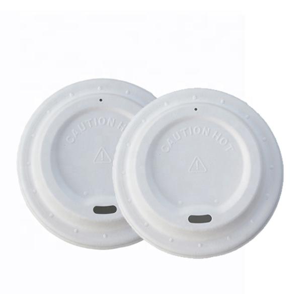 PFAS Free Biodegradable Molded Sugarcane Bagasse Disposable Coffee Cup Lids